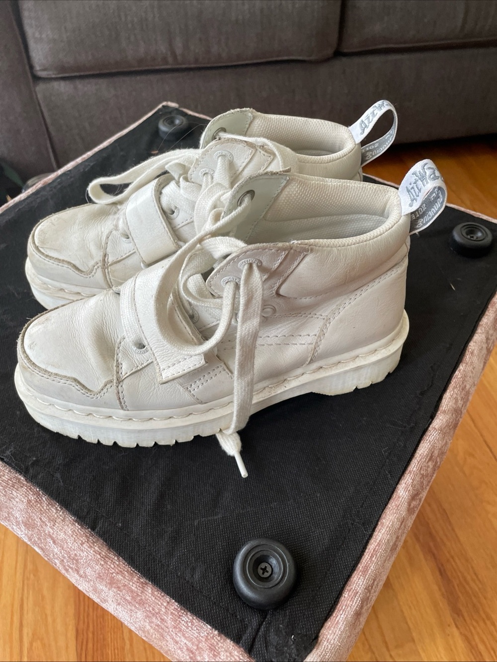 Dr Martens Zuma Mono White Leather Chunky Bex Strap Boots Size UK6 US8 - Picture 4 of 11